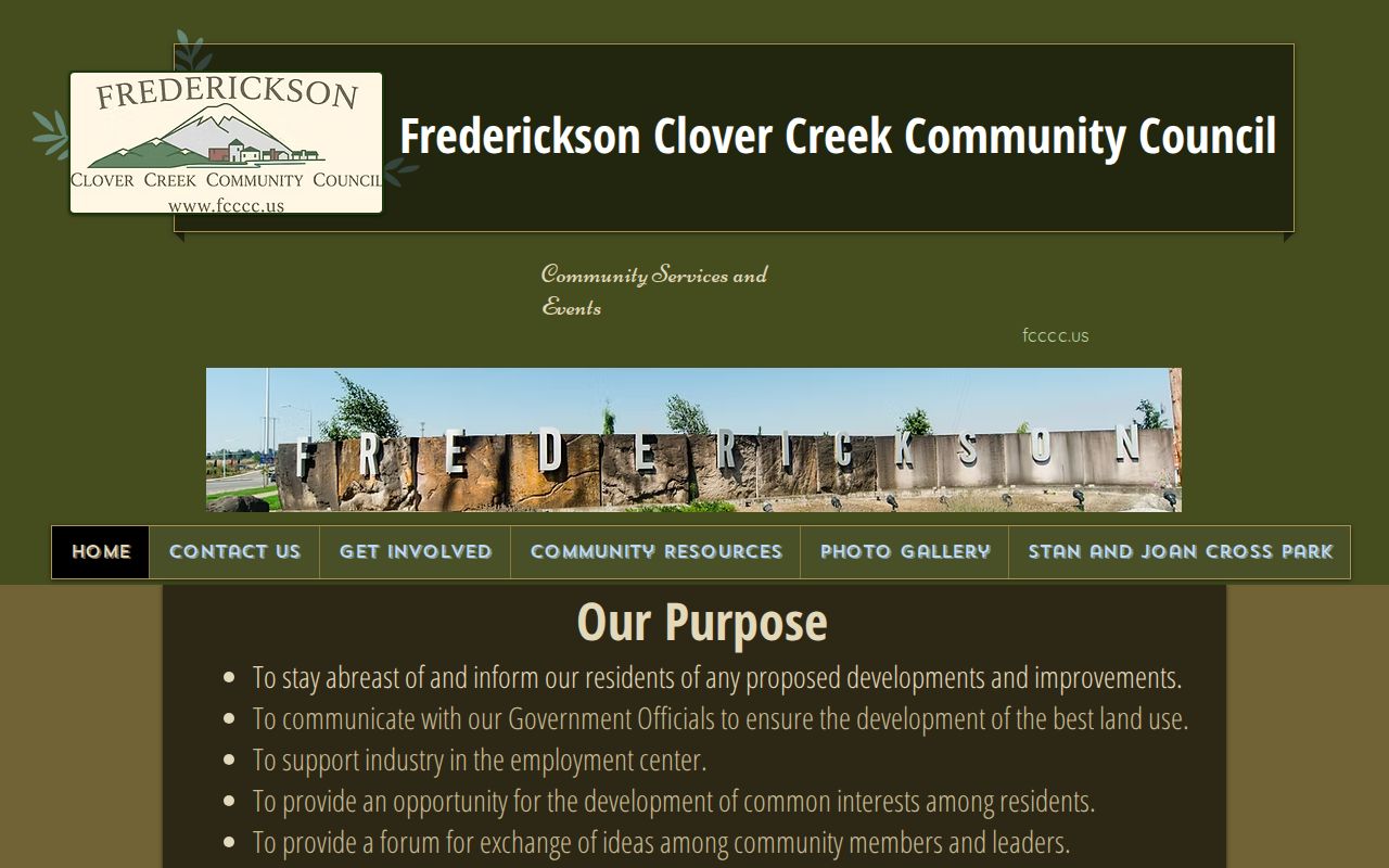 Frederickson neighbors and Clover Creek Community Council civic history